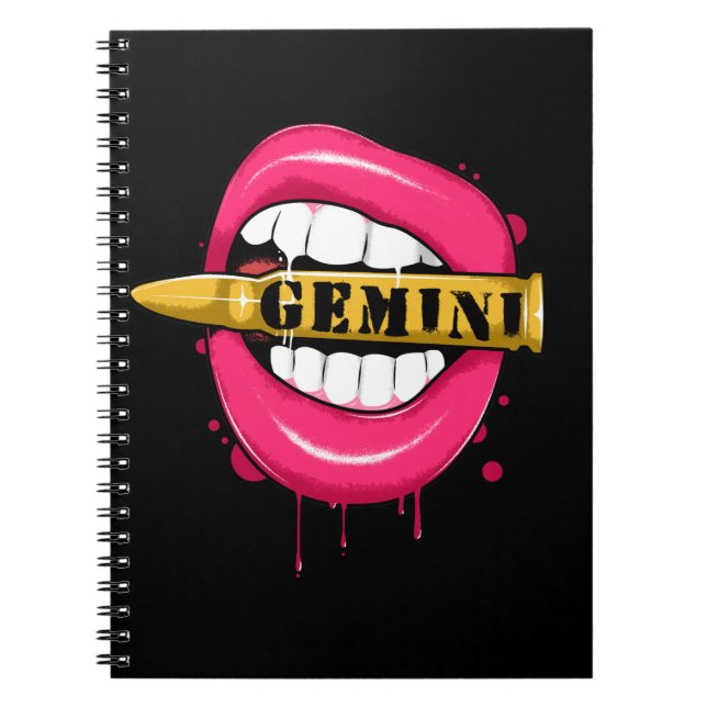 Gemini Zodiac Sign Girl Birthday May June Anteckningsbok (Framsidan)