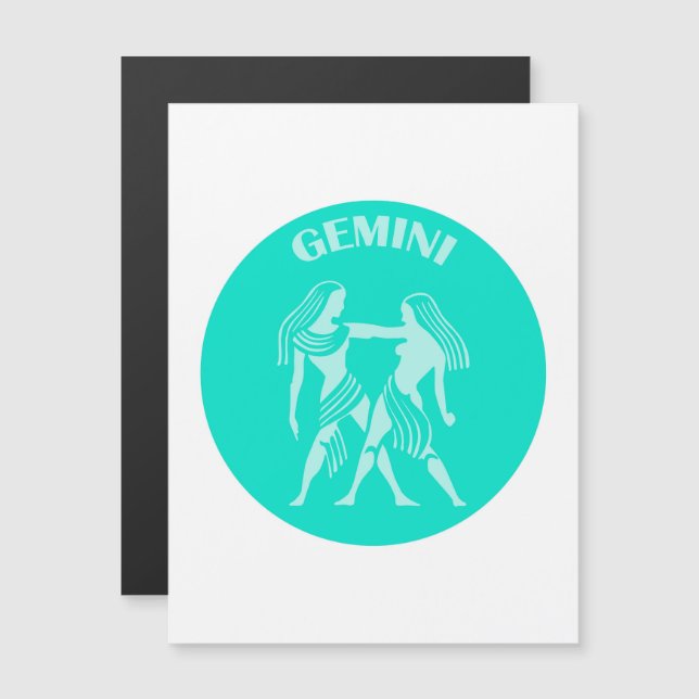 Gemini, Zodiac Sign, Horoscope, Astrology Magnetisk Inbjudningskort (Fram/baksida)