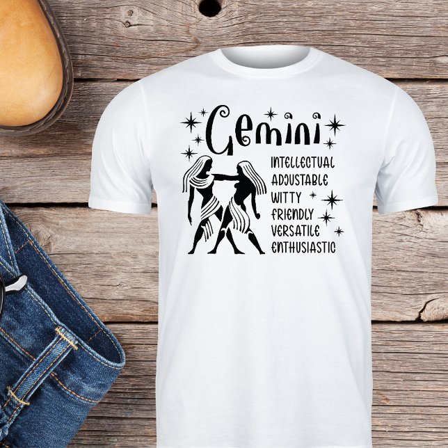 Gemini Zodiac Sign Horoscope Personality Traits T Shirt (Skapare uppladdad)