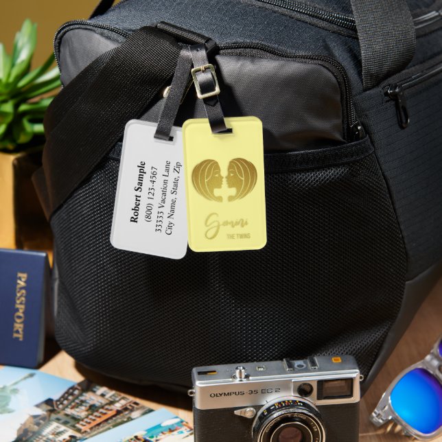 Gemini Zodiac Sign Luggage Tag Bagagebricka (Fram & Baksida)
