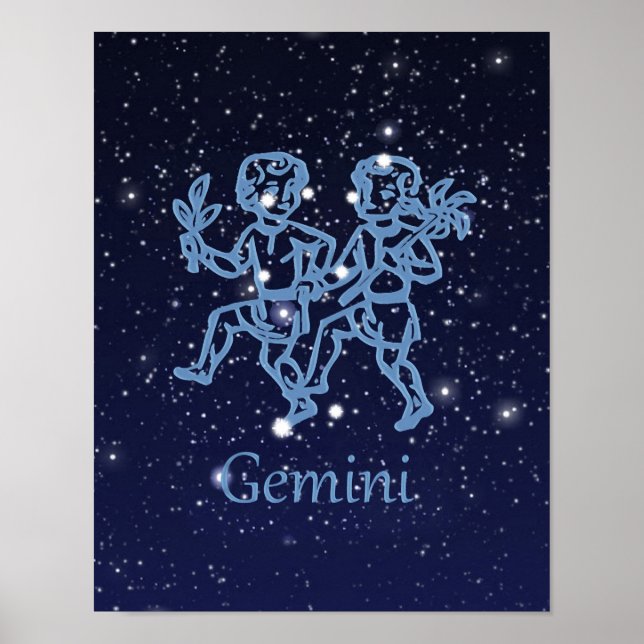 Gemini Zodiac Sign och Constellation Poster (Framsidan)