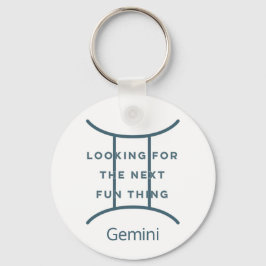 Gemini Zodiac Sign-Roligt Offert i Blue Text Birth Nyckelring