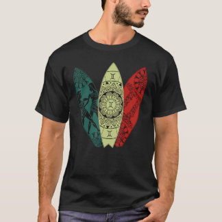 Gemini Zodiac Sign Surfboard Surfing Horoscope T Shirt