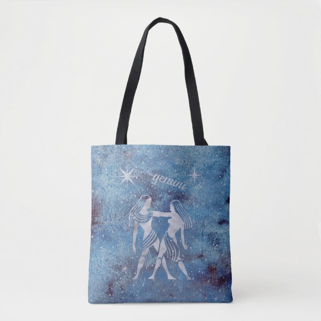 Gemini Zodiac Sign Tote Bag Tygkasse (Framsida)