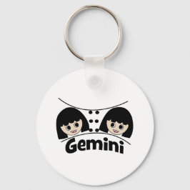 Gemini Zodiac Sign Twillingars Girls Illustration Nyckelring