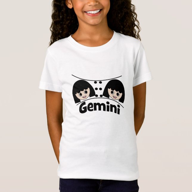 Gemini Zodiac Sign Twillingars Girls Kids T Shirt (Framsida)