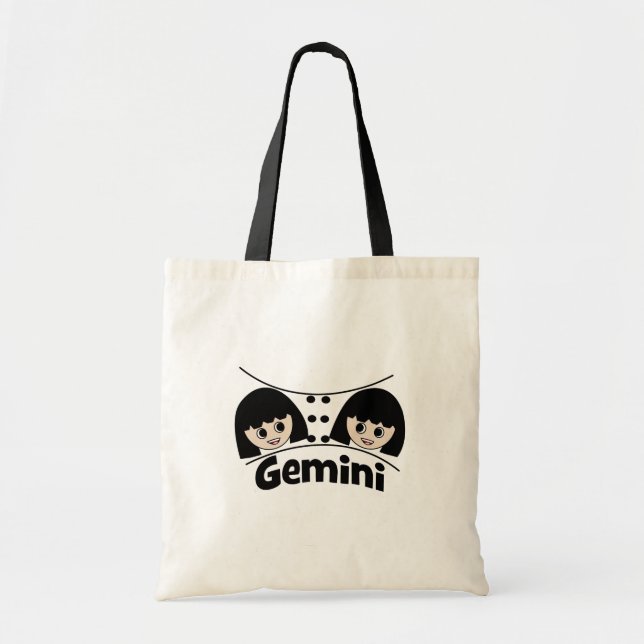 Gemini Zodiac Sign Twillingars Girls Kids Tygkasse (Framsidan)