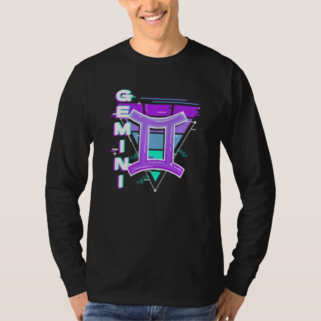 Gemini Zodiac Sign Vaporwave Aesthetics 80s 90s Me T Shirt (Framsida)