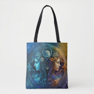 Gemini Zodiac Sign Watercolor Design Tygkasse