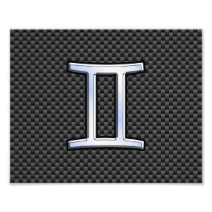 Gemini Zodiac-signering vid utskrift av kolkolfibr Fototryck