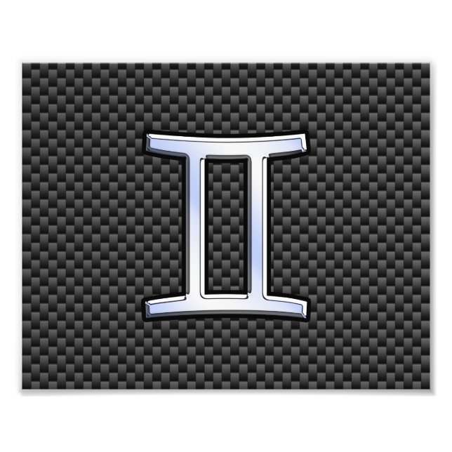 Gemini Zodiac-signering vid utskrift av kolkolfibr Fototryck (Framsidan)