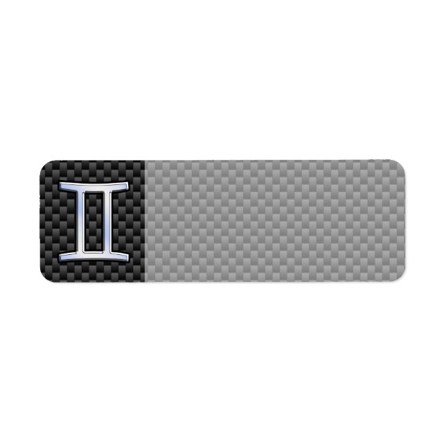 Gemini Zodiac-signering vid utskrift av kolkolfibr Returadress Etikett (Framsidan)