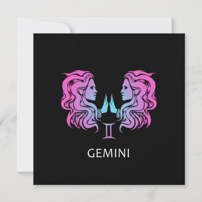Gemini Zodiac skriver under Twillingarna Design Bi Inbjudningar (Framsida)
