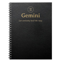 Gemini Zodiac Spiral Anteckningsbok - Falskt Läder