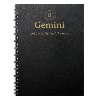 Gemini Zodiac Spiral Anteckningsbok - Falskt Läder