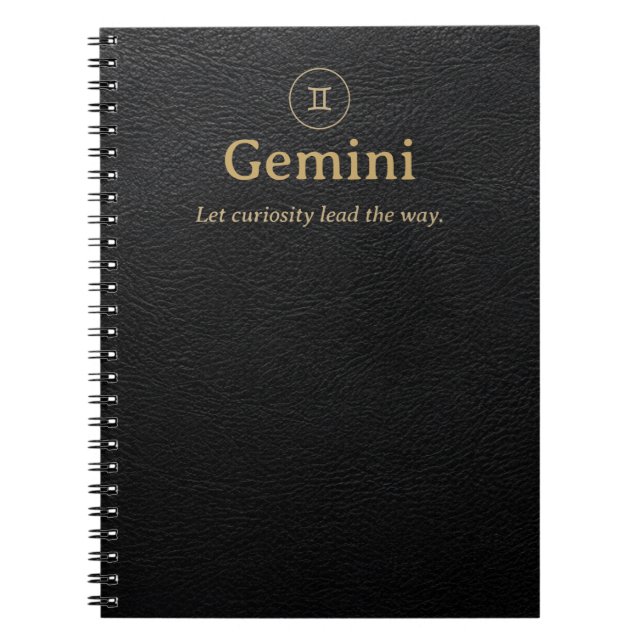 Gemini Zodiac Spiral Anteckningsbok - Falskt Läder (Framsidan)