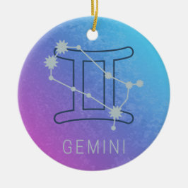 Gemini Zodiac Stjärntecken Watercolor Horoscope Julgransprydnad Keramik