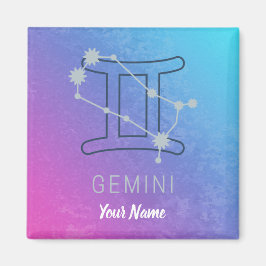 Gemini Zodiac Stjärntecken Watercolor Horoscope Magnet