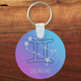 Gemini Zodiac Stjärntecken Watercolor Horoscope Nyckelring