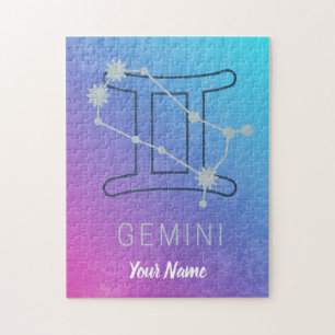 Gemini Zodiac Stjärntecken Watercolor Horoscope Pussel