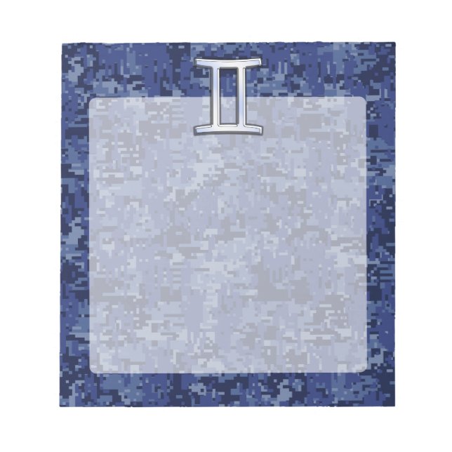 Gemini Zodiac Symbol Blue Digital Camouflage Anteckningsblock (Framsida)