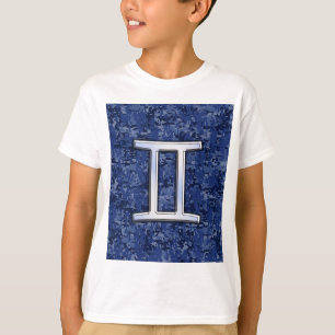 Gemini Zodiac Symbol Blue Digital Camouflage Tee