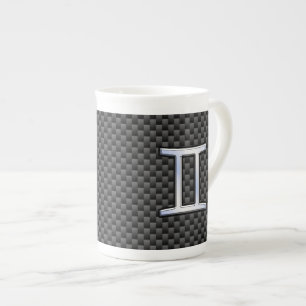 Gemini Zodiac Symbol Charcoal Fiber Skriv ut Benporslin Mugg