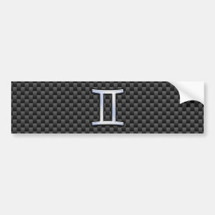 Gemini Zodiac Symbol Charcol Carbon Fiber Stil Bildekal