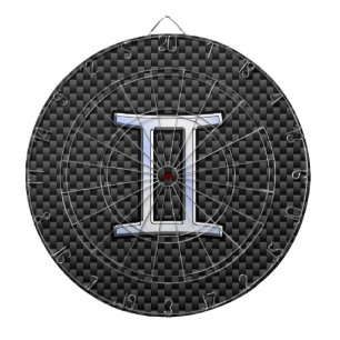 Gemini Zodiac Symbol Charcol Carbon Fiber Stil Darttavla