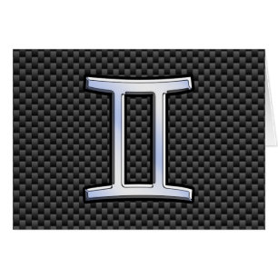 Gemini Zodiac Symbol Charcol Carbon Fiber Stil Hälsningskort