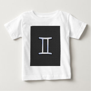 Gemini Zodiac Symbol Charcol Carbon Fiber Stil T-shirt