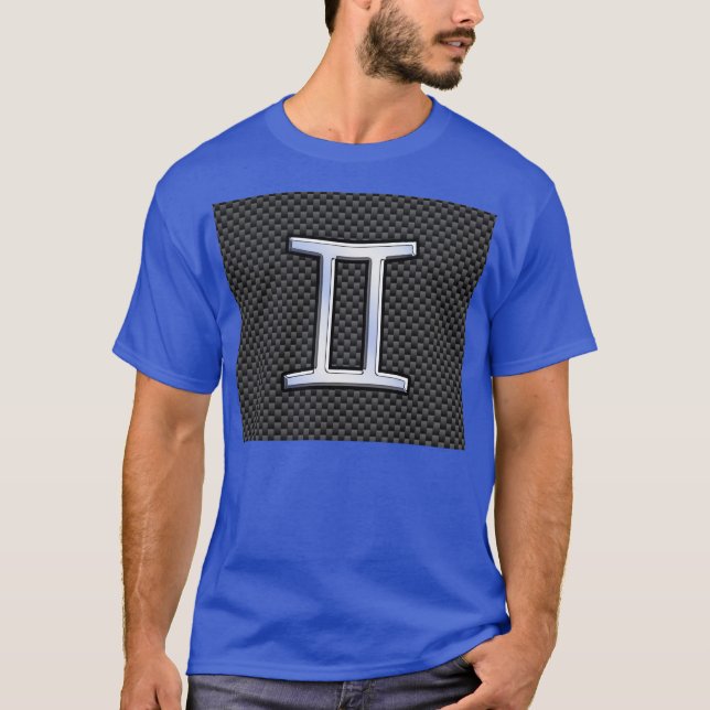 Gemini Zodiac Symbol Charcol Carbon Fiber Stil Tröja (Framsida)