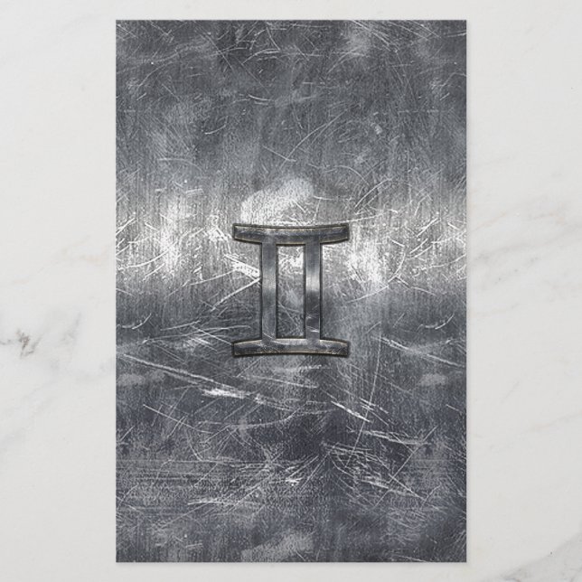 Gemini Zodiac Symbol i Grunge Distress Stil Brevpapper (Framsida)