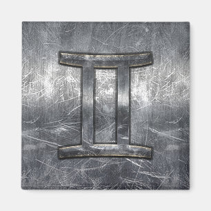 Gemini Zodiac Symbol i Grunge Distress Stil Magnet