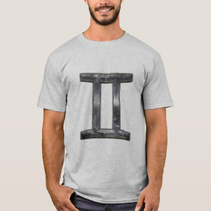 Gemini Zodiac Symbol i Grunge Distress Stil T-shirt