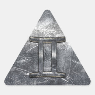 Gemini Zodiac Symbol i Grunge Distress Stil Triangelformat Klistermärke