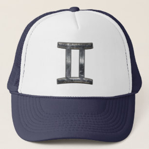 Gemini Zodiac Symbol i Grunge Distress Stil Truckerkeps