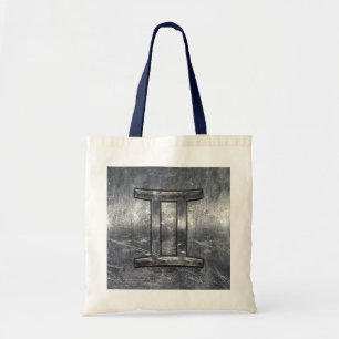 Gemini Zodiac Symbol i Grunge Distress Stil Tygkasse
