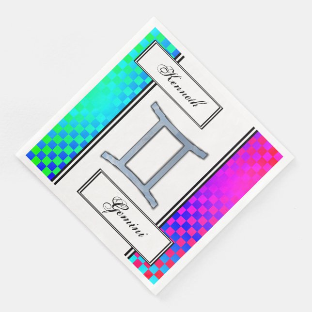 Gemini Zodiac Symbol Inslag av Kenneth Yoncich Pappersservett (Hörn)