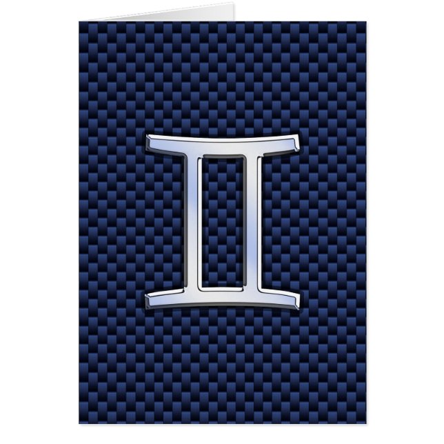 Gemini Zodiac Symbol Navy Blue Carbon Fiber Skriv  Hälsningskort (Framsidan)