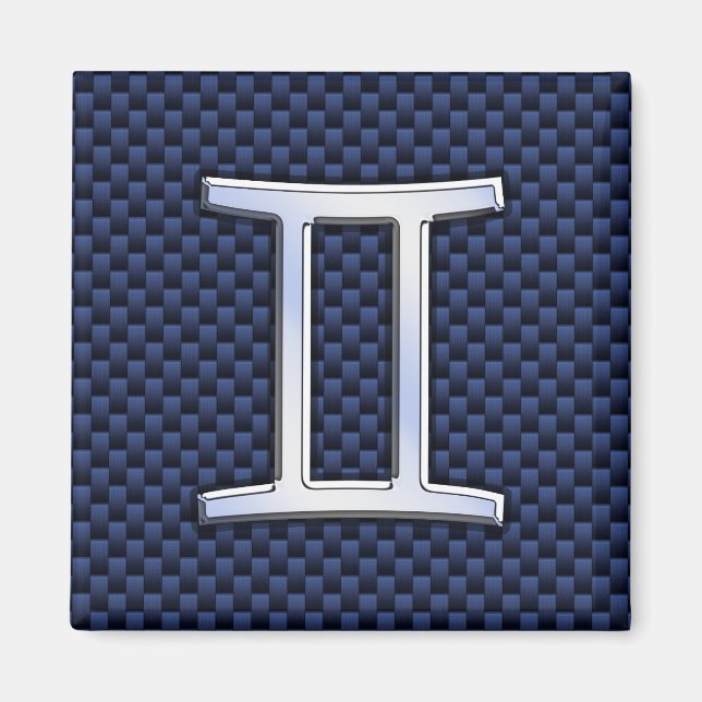 Gemini Zodiac Symbol Navy Blue Carbon Fiber Skriv  Magnet (Framsidan)
