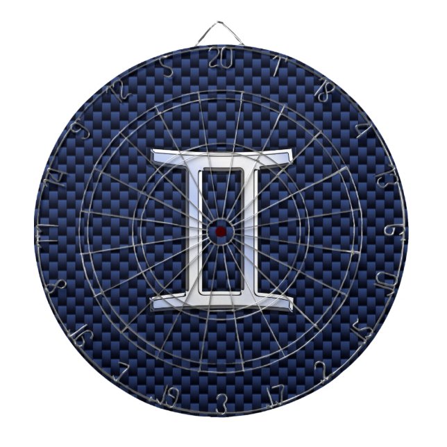 Gemini Zodiac Symbol Navy Blue Carbon Fiber Skriv  Piltavla (Framsidan)