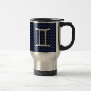 Gemini Zodiac Symbol Navy Blue Carbon Fiber Stil Resemugg
