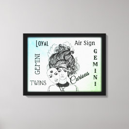 Gemini Zodiac Symbol och Sign Framed Canvastryck