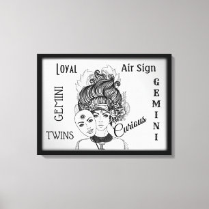 Gemini Zodiac Symbol och Sign Framed Canvastryck