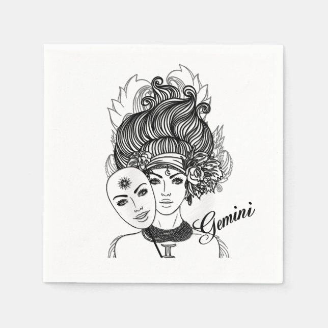 Gemini Zodiac Symbol och Sign Pappersservett (Framsidan)