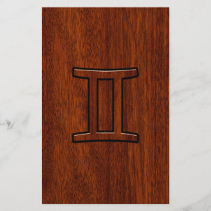 Gemini Zodiac Symbol på Mahogany som Decor Brevpapper
