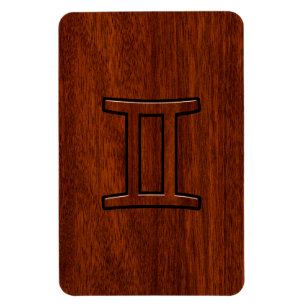 Gemini Zodiac Symbol på Mahogany som Decor Magnet