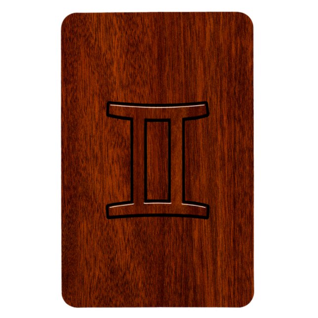Gemini Zodiac Symbol på Mahogany som Decor Magnet (Vertikal)