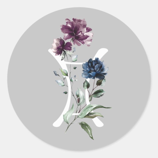 Gemini Zodiac Symbol Runt Klistermärke (Framsida)